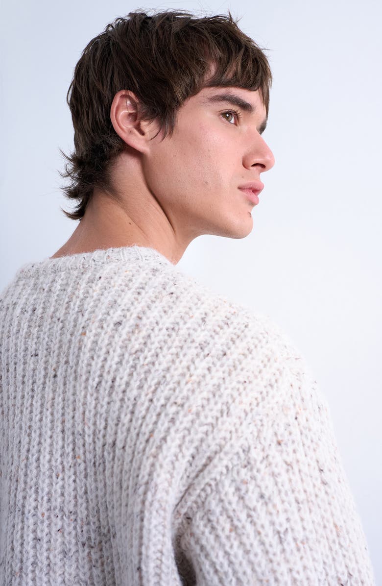 Topman Relaxed Fit Ribbed Knit Sweater, Alternate, color, Ecru