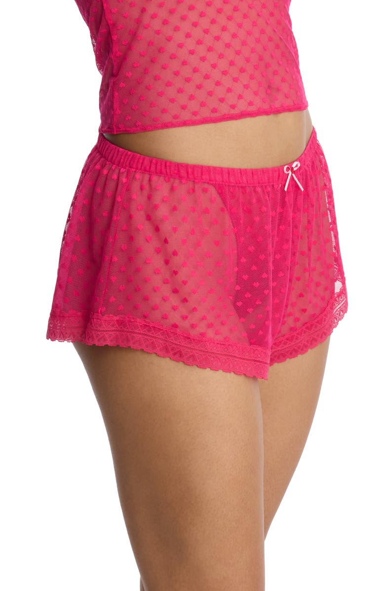 Skarlett Blue Heart Breaker Lace Shorts, Alternate, color, Neon Fuchsia