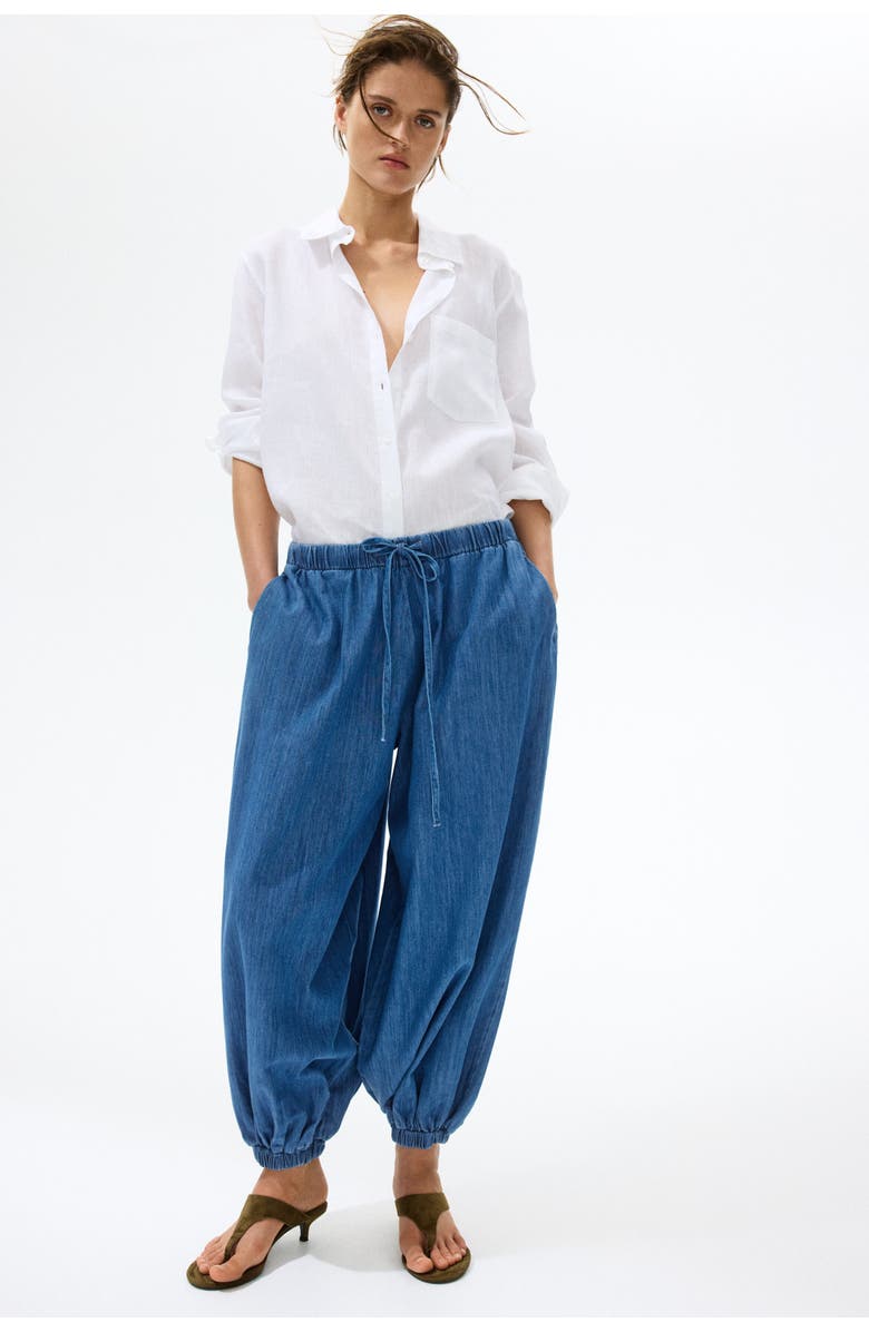 H&M Denim Balloon Trousers, Main, color, Denim Blue