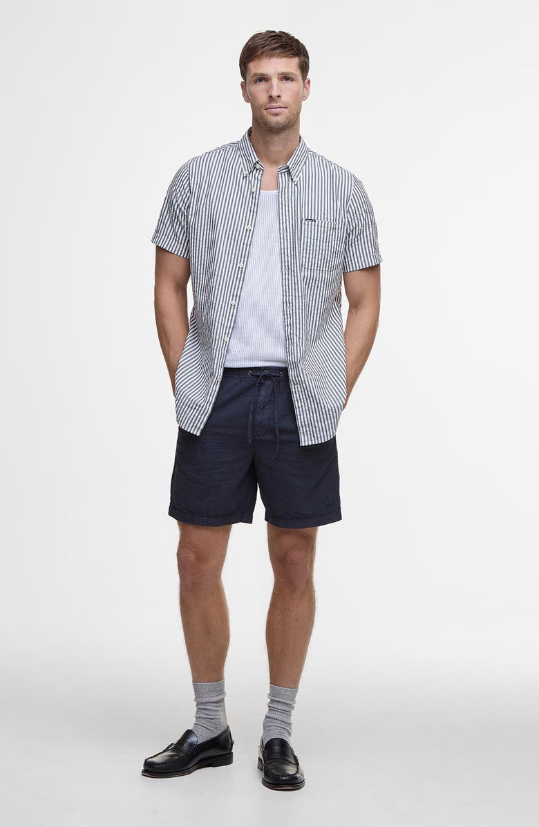 Barbour Relaxed Cotton Seersucker Drawstring Shorts, Alternate, color, Navy