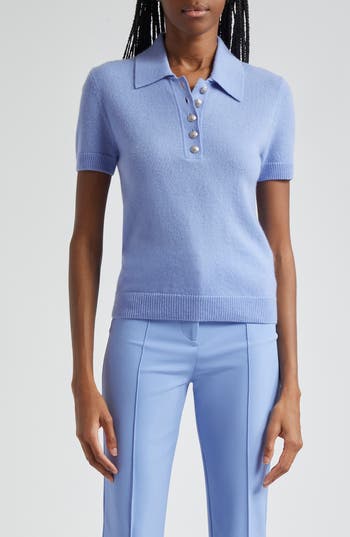 Veronica Beard Brandt Cashmere Polo Sweater In Hydrangea