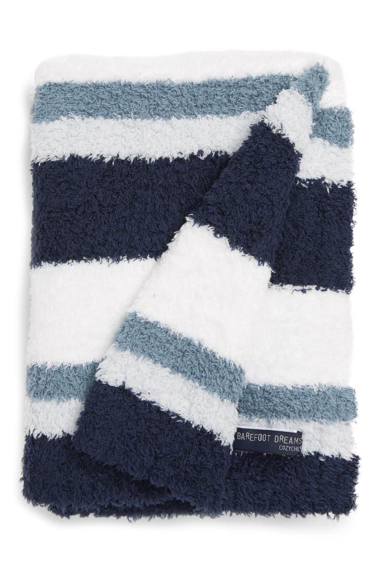 Multi Stripe Stroller Blanket, Main, color, WHITE/ DUSK/ BLUE/ MARINE