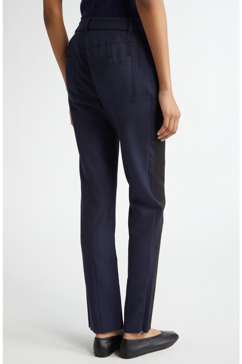Two-Tone Virgin Wool Grain de Poudre Ankle Trousers, Alternate, color, MIDNIGHT/ BLACK