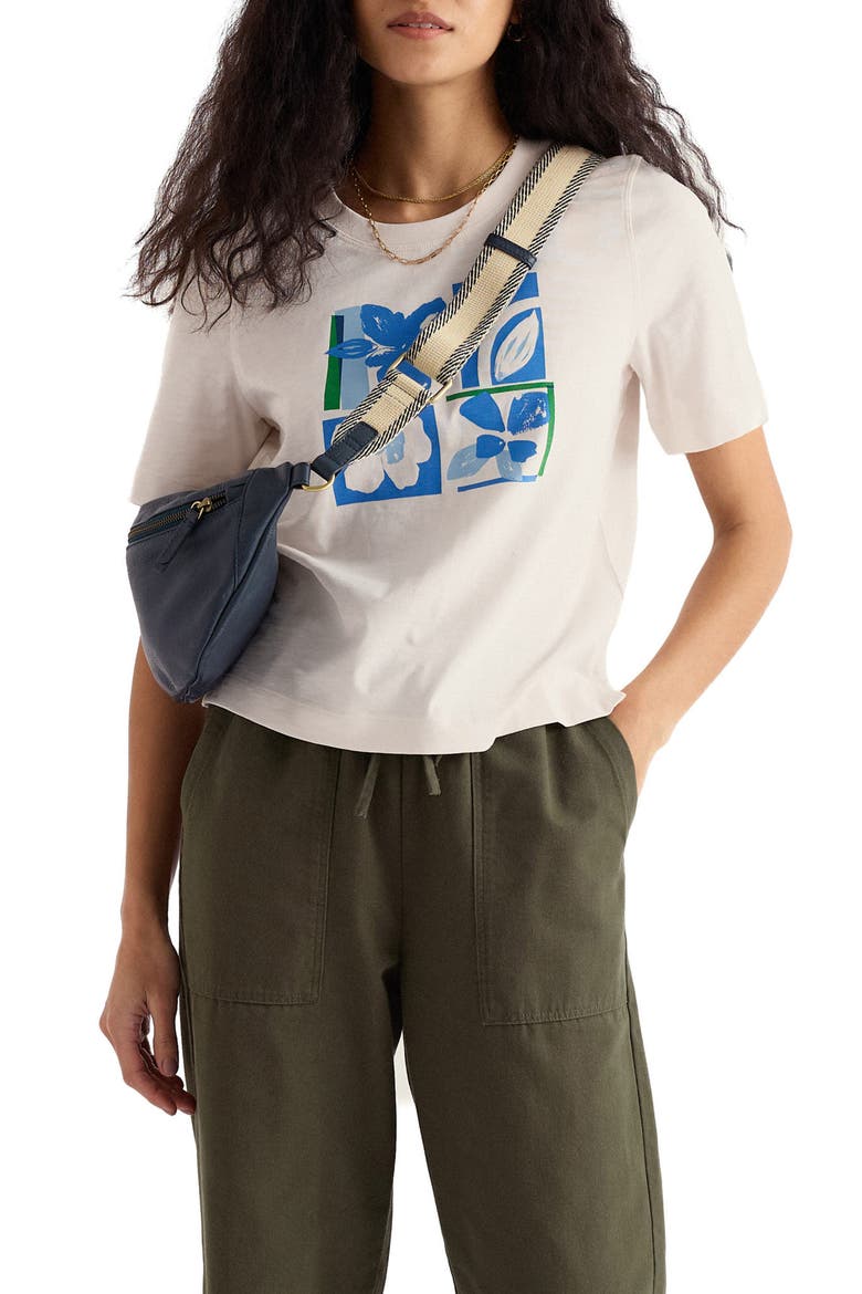 Copseland Organic Cotton Graphic T-Shirt, Main, color, CUTOUT PANSY CHALK