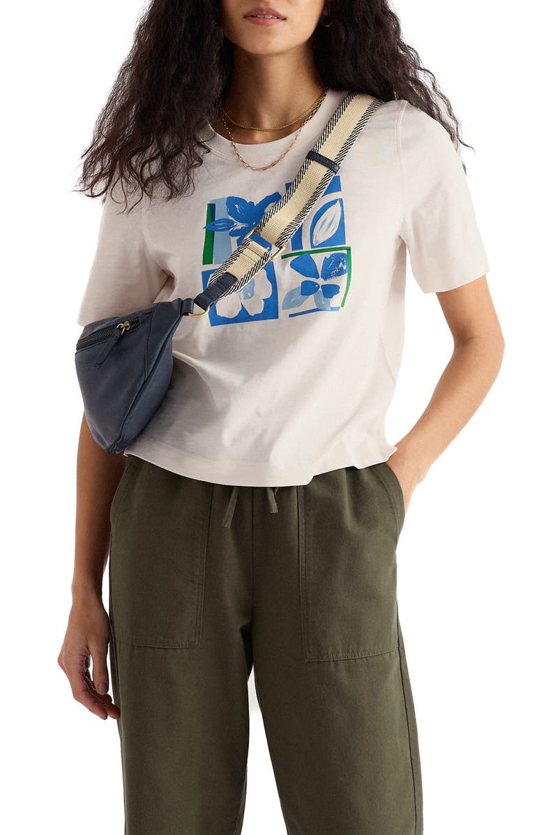 Seasalt Cornwall Copseland Organic Cotton Graphic T-Shirt, Main, color, Cutout Pansy Chalk