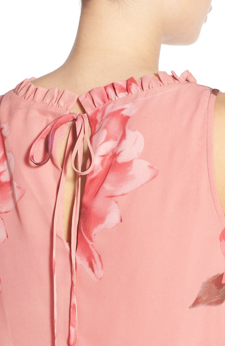 Way-In Floral Print Ruffle Trim Swing Dress, Alternate, color, 