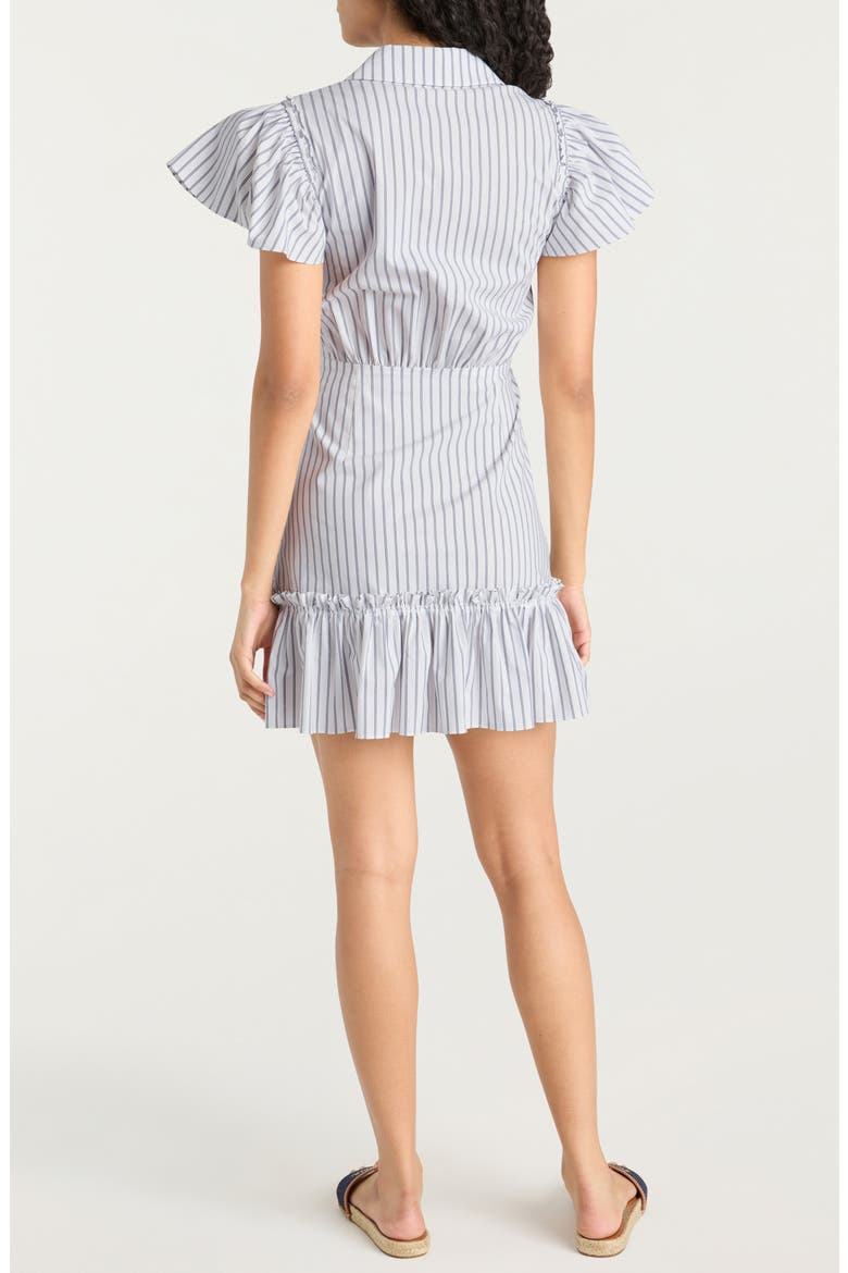 Lila Stripe Asymmetric Ruffle Minidress, Alternate, color, WHITE/ NAVY