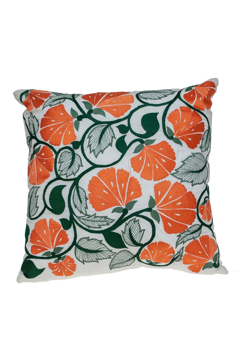 Floral Embroidered Accent Pillow, Main, color, WHITE