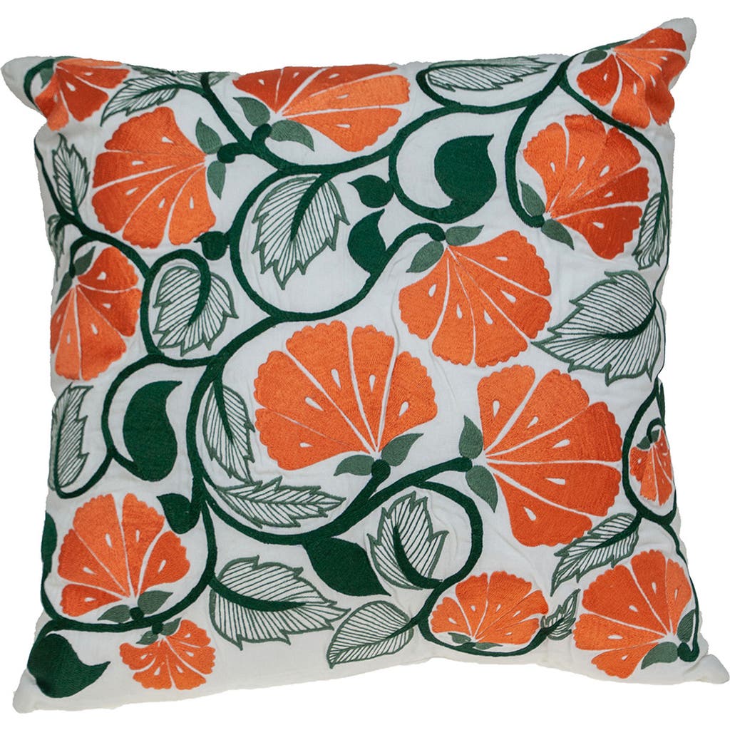 Parkland Collection Floral Embroidered Accent Pillow In White