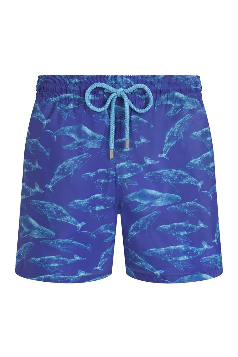 Men Ultra-light and packable Swim Shorts Sparkling Whales, Main, color, Versailles