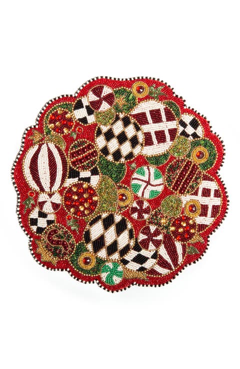 Jolly Ornaments Beaded Placemat