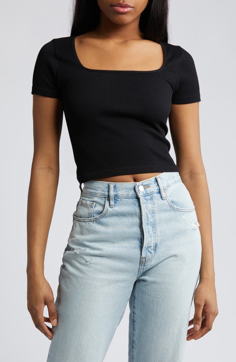BP. Seamless Square Neck Rib Crop Top, Main, color, 