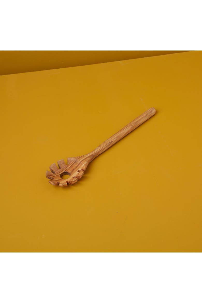 Olive Wood Pasta Spoon, Alternate, color, Olive