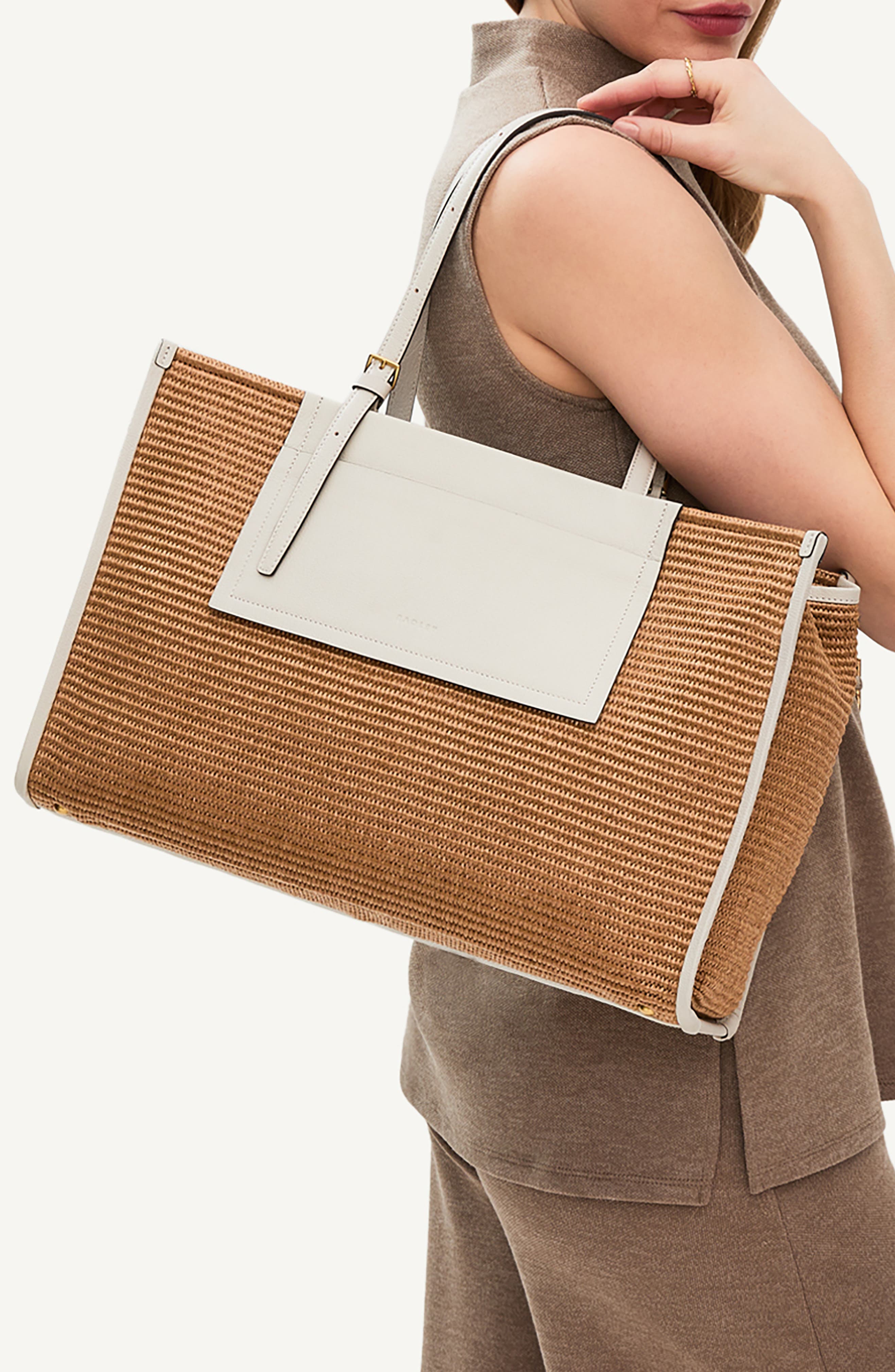 Radley The Large Burlington Raffia Tote, Alternate, color, Saddle