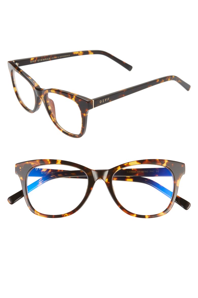 Carina 49mm Blue Light Blocking Optical Glasses, Main, color, DARK TORTOISE/ BLUE LIGHT
