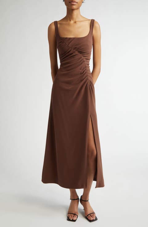 Asymmetric Ruched Tank Dress