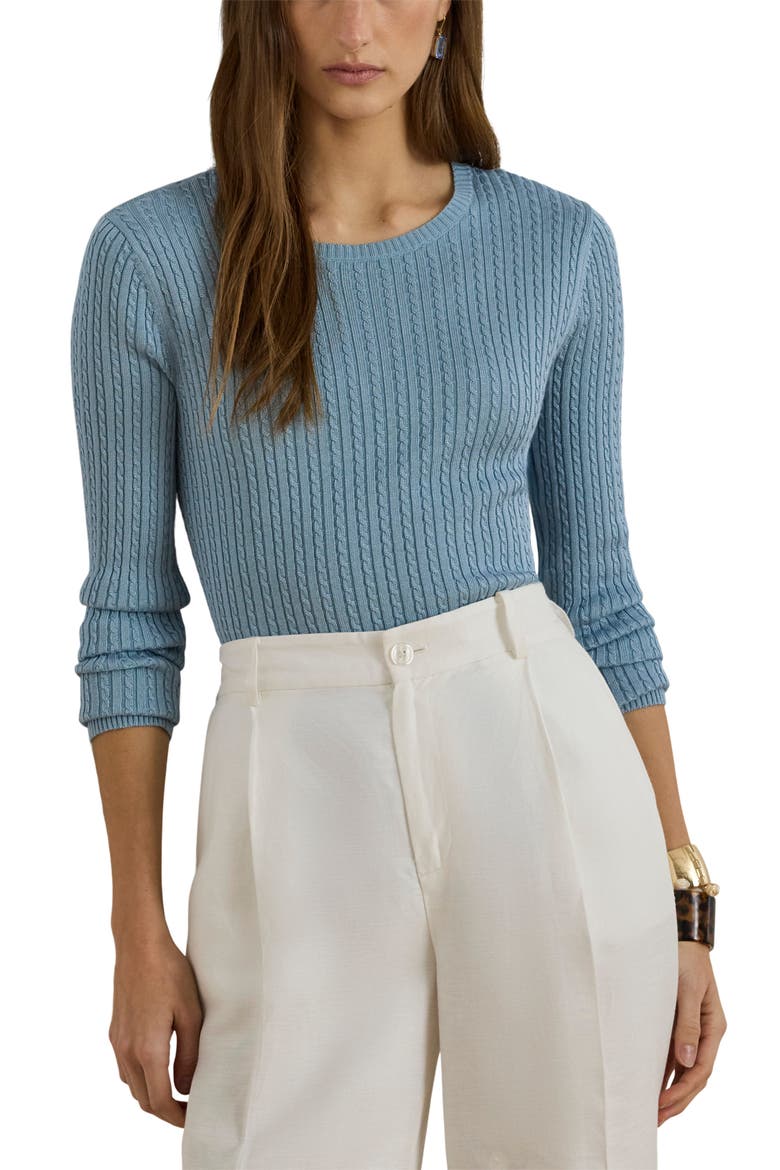 Mini Cable Sweater, Main, color, BLUE NOTE