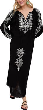 Raffya Aurelia Kaftan Style Embroidered Maxi Dress