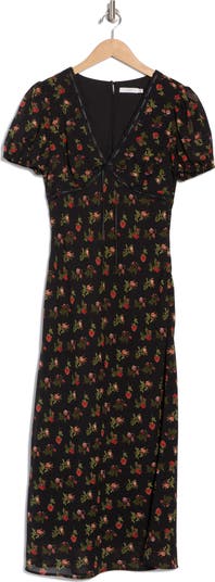 Lush Lace Trim Puff Sleeve Empire Waist Midi Dress Nordstromrack