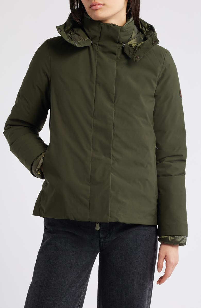 Save The Duck Elaine Waterproof Hooded Jacket, Alternate, color, Land Green