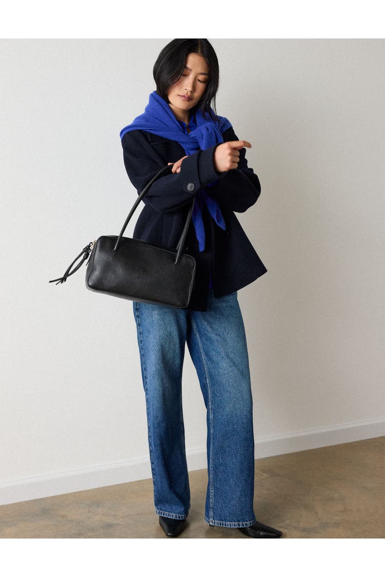 Wool Blend Double Breasted Collard Coat, Alternate, color, Navy