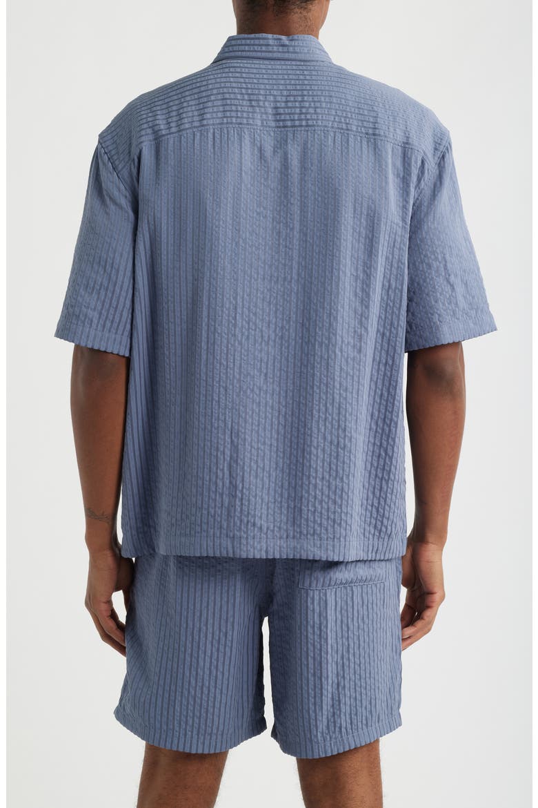 Stripe Short Sleeve Seersucker Button-Up Shirt, Alternate, color, GREY FOLKSTONE