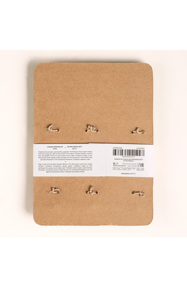 Zsa Zsa Zsu Rampur Set Of 3 Steel Cheese Serving Cheerland, Alternate, color, Gold