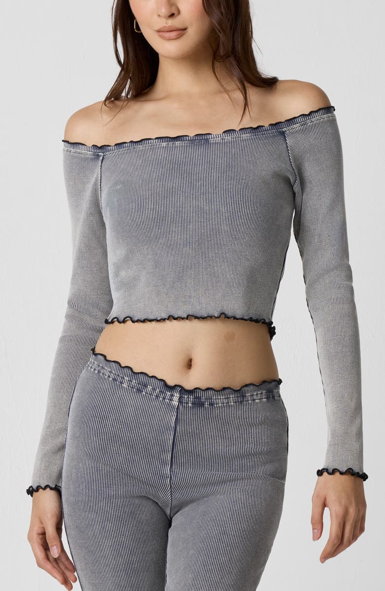 Florence by Mills Washed Rib Off the Shoulder Top, Main, color, Washed Ombre Blue
