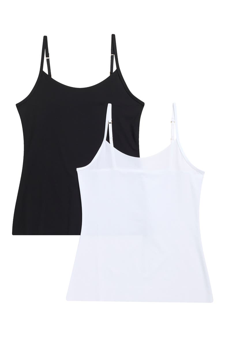 Invisible Edge Assorted 2-Pack Camisoles, Main, color, WHITE- BLACK