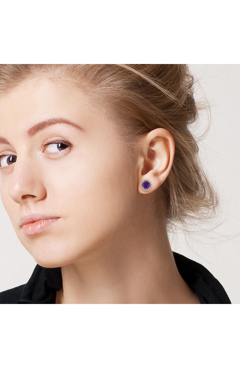 Julianna B. Amethyst Halo Link Stud Earrings Sterling Silver, Alternate, color, 