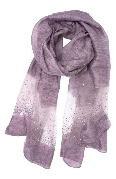 Crystal Embellished Silk & Wool Scarf