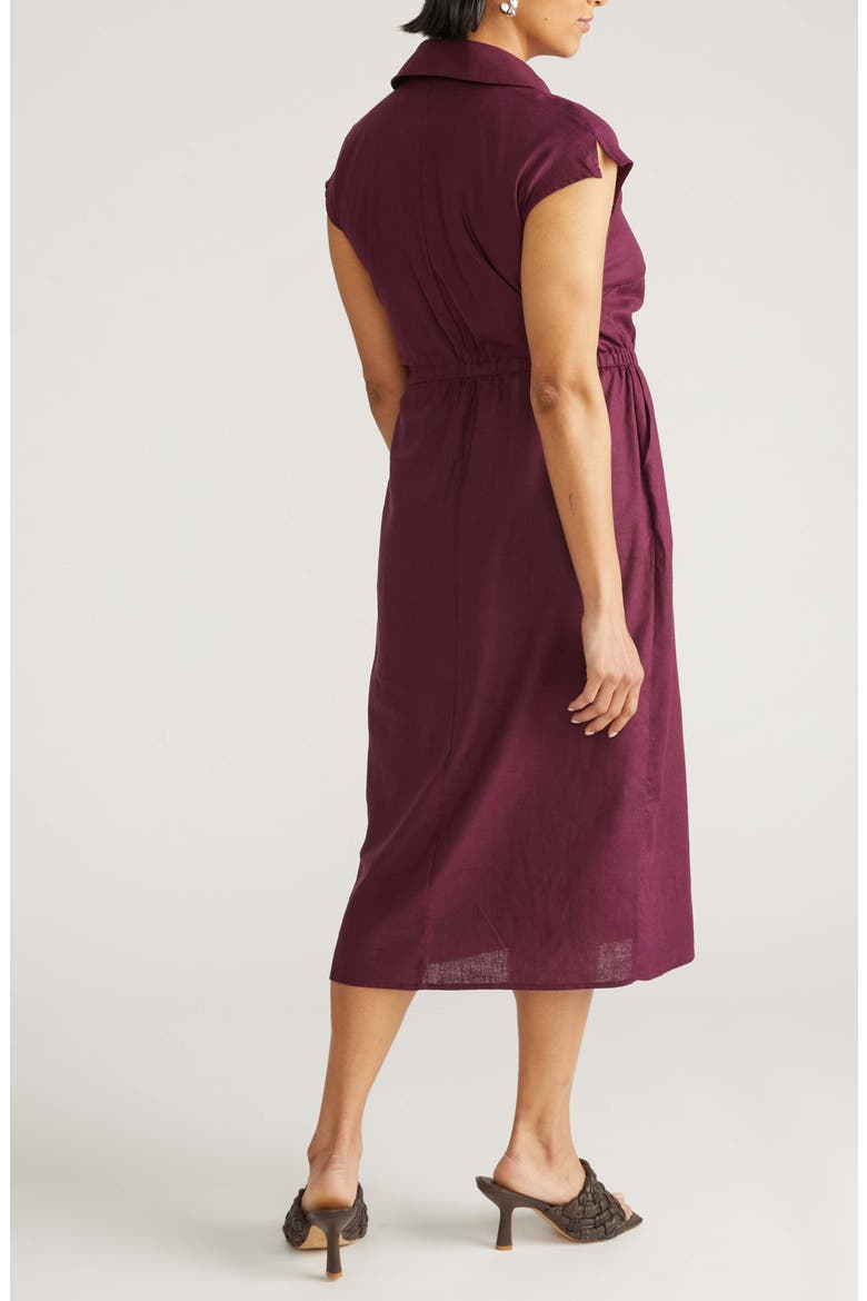 Laurel Linen Blend Shirtdress, Alternate, color, BURGUNDY