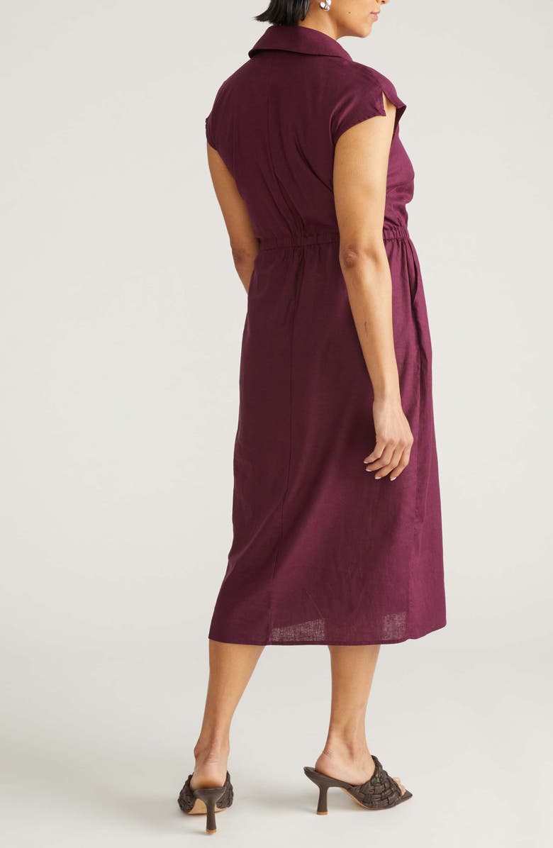 Universal Standard Laurel Linen Blend Shirtdress, Alternate, color, Burgundy