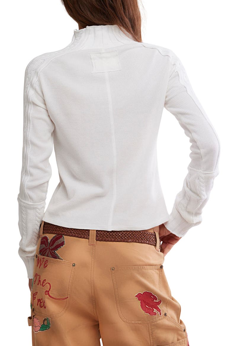 WTF Breezy Cable Knit Mock Neck Top, Alternate, color, IVORY