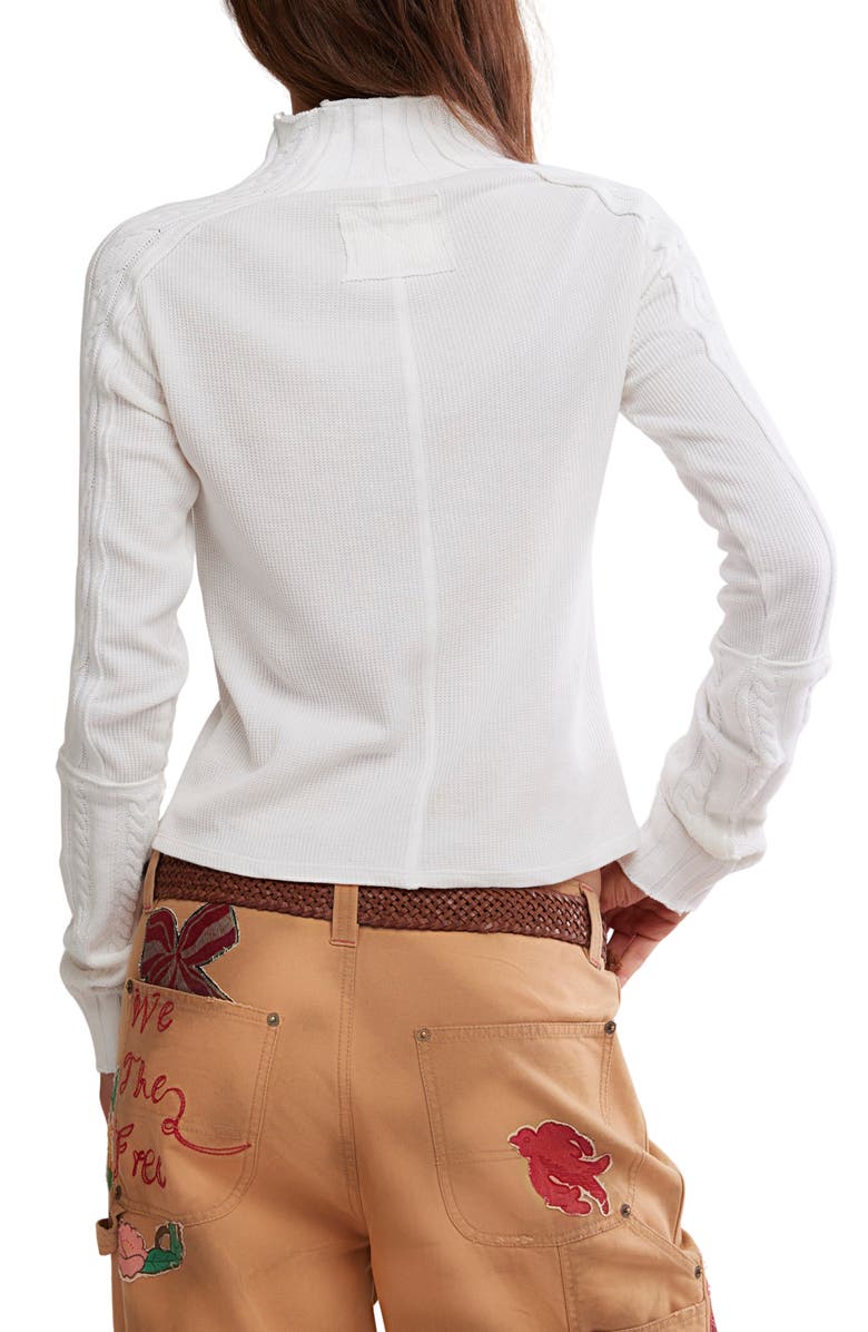 Free People WTF Breezy Cable Knit Mock Neck Top, Alternate, color, Ivory