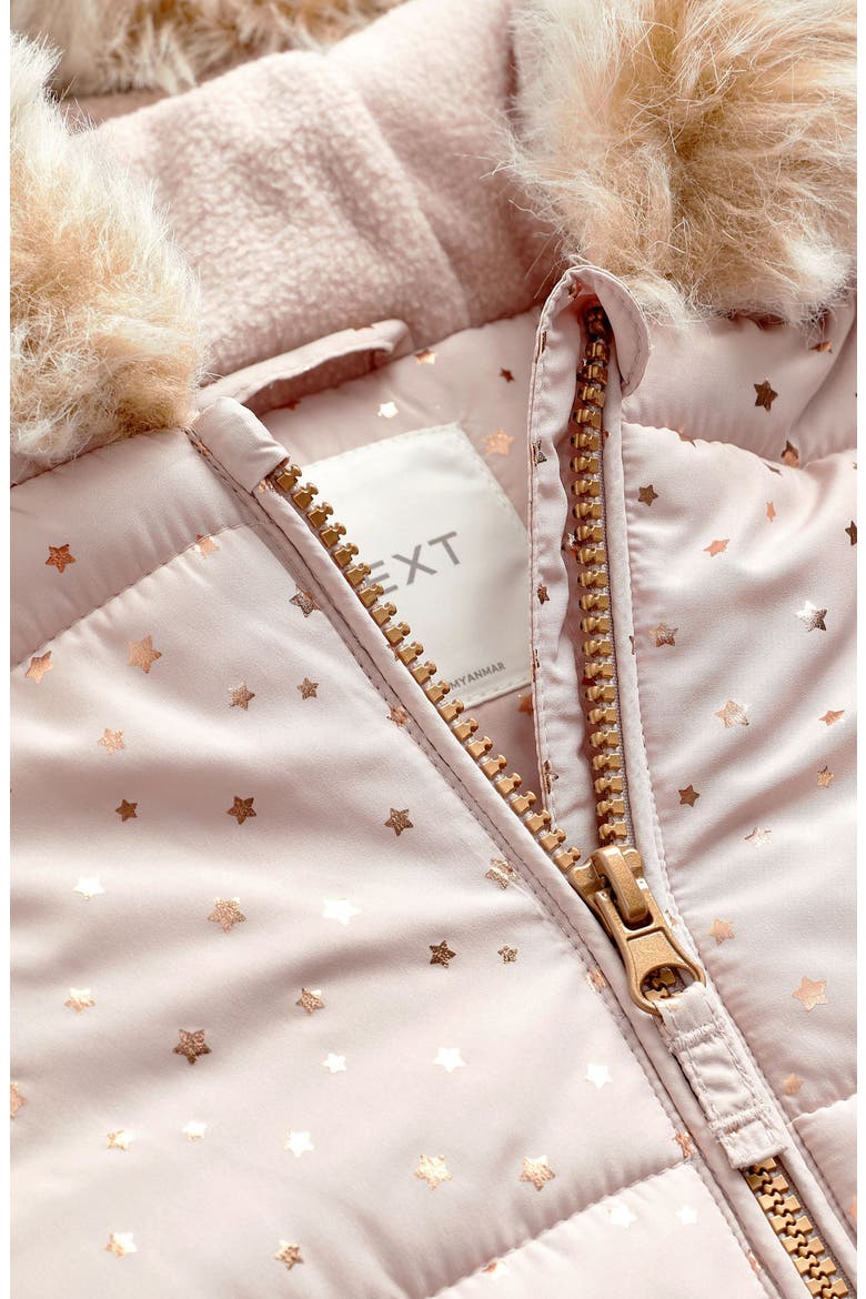 Kids' Star Snowsuit with Faux Fur Trim, Alternate, color, PINK MAUVE