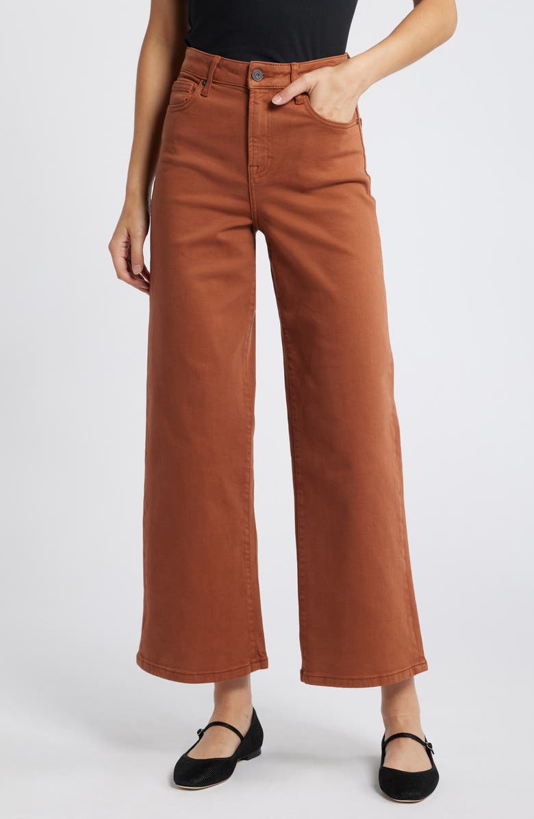 HIDDEN JEANS High Waist Wide Leg Jeans, Main, color, Rust