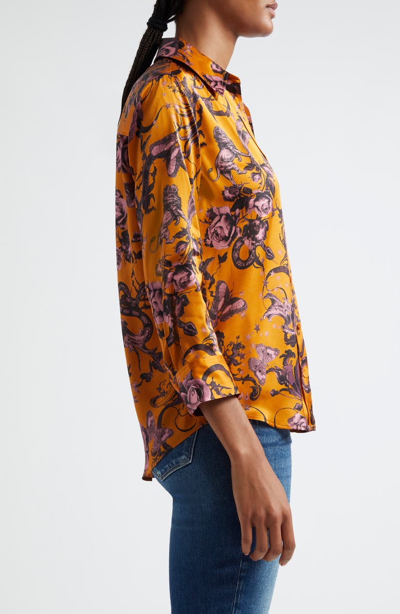 L'AGENCE Dani Floral Silk Charmeuse Blouse, Alternate, color, Desclay Multi Baroque Floral