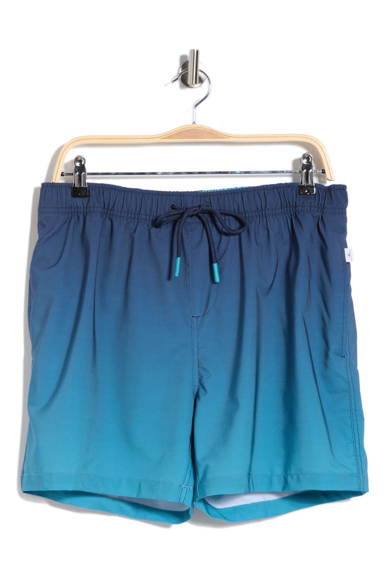 Ombré 4 Way Stretch Lined Volley Swim Trunks, Alternate, color, DARK TEAL