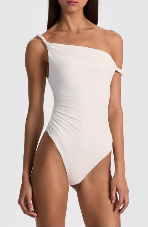 Alice And Olivia Alice + Olivia Bianca Twist Off The Shoulder Bodysuit In White