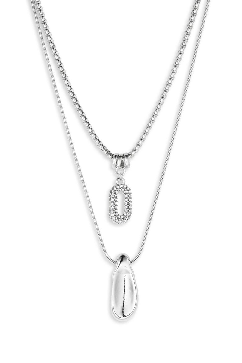 Double Line Charm Necklace, Main, color, SILVER
