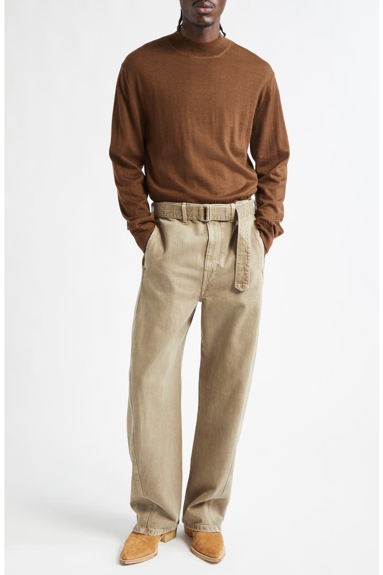 Lemaire Twisted Seam Belted Straight Leg Pants (Men) | Nordstrom