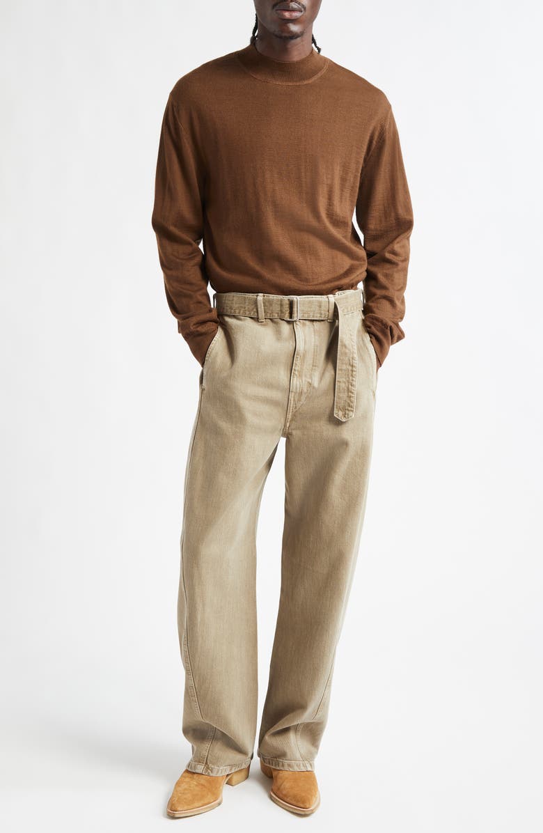 Lemaire Twisted Seam Belted Straight Leg Pants | Nordstrom