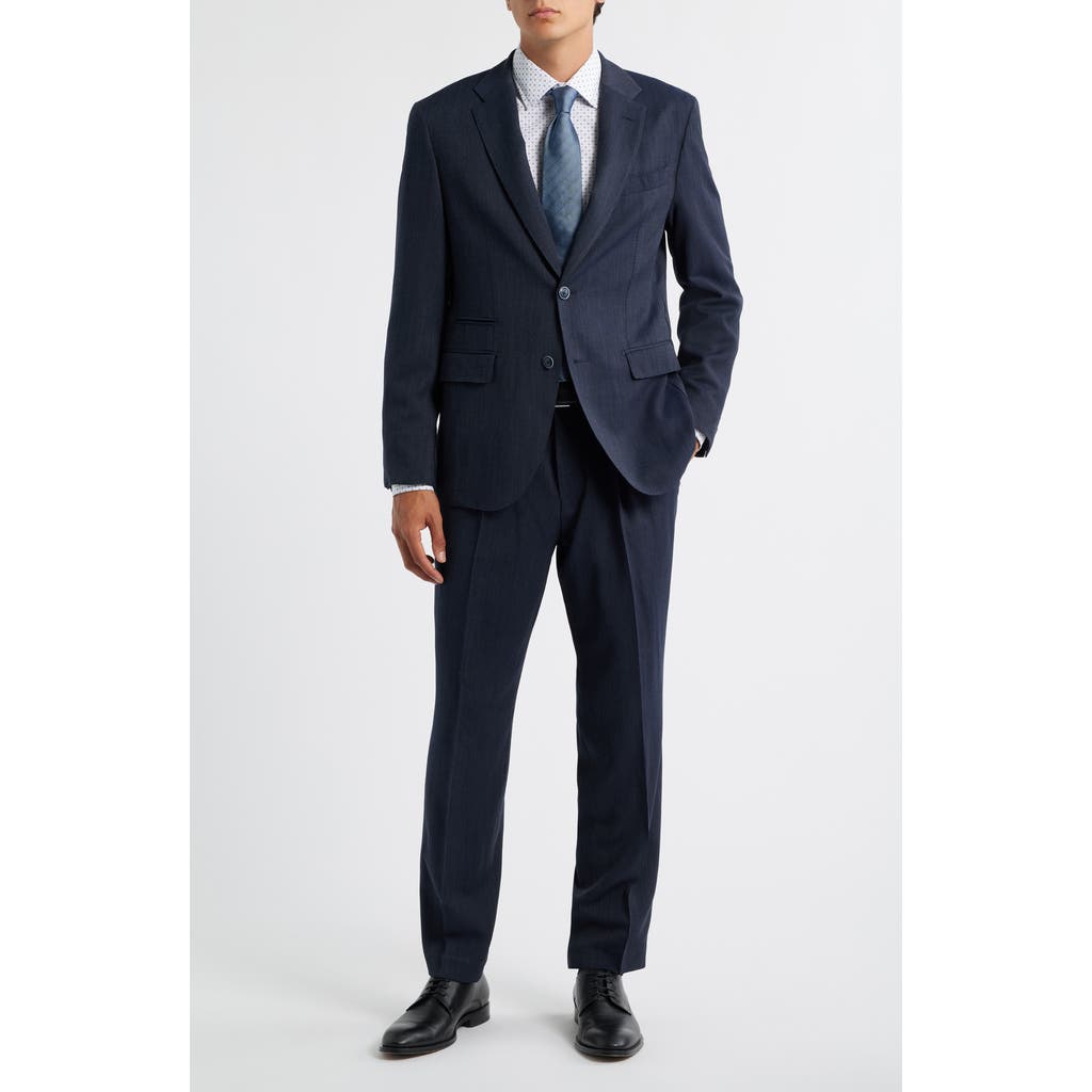 Hugo Boss Boss Heston Slim Fit Textured Stretch Wool Suit In Blue