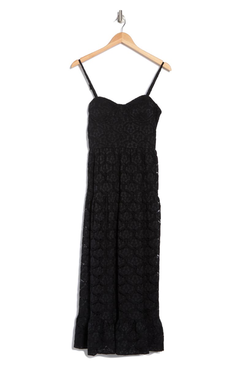 NSR Lace Bustier Midi Dress, Alternate, color, Black
