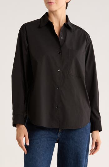 Drop Shoulder Button-Up Shirt