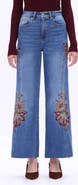 Bayeas Floral Embroidered High Waist Wide Leg Jeans