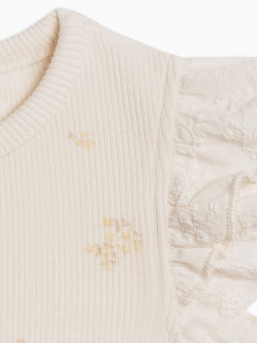 Colored Organics Daphne Ribbed Tank With Eyelet Ruffle In Neutral