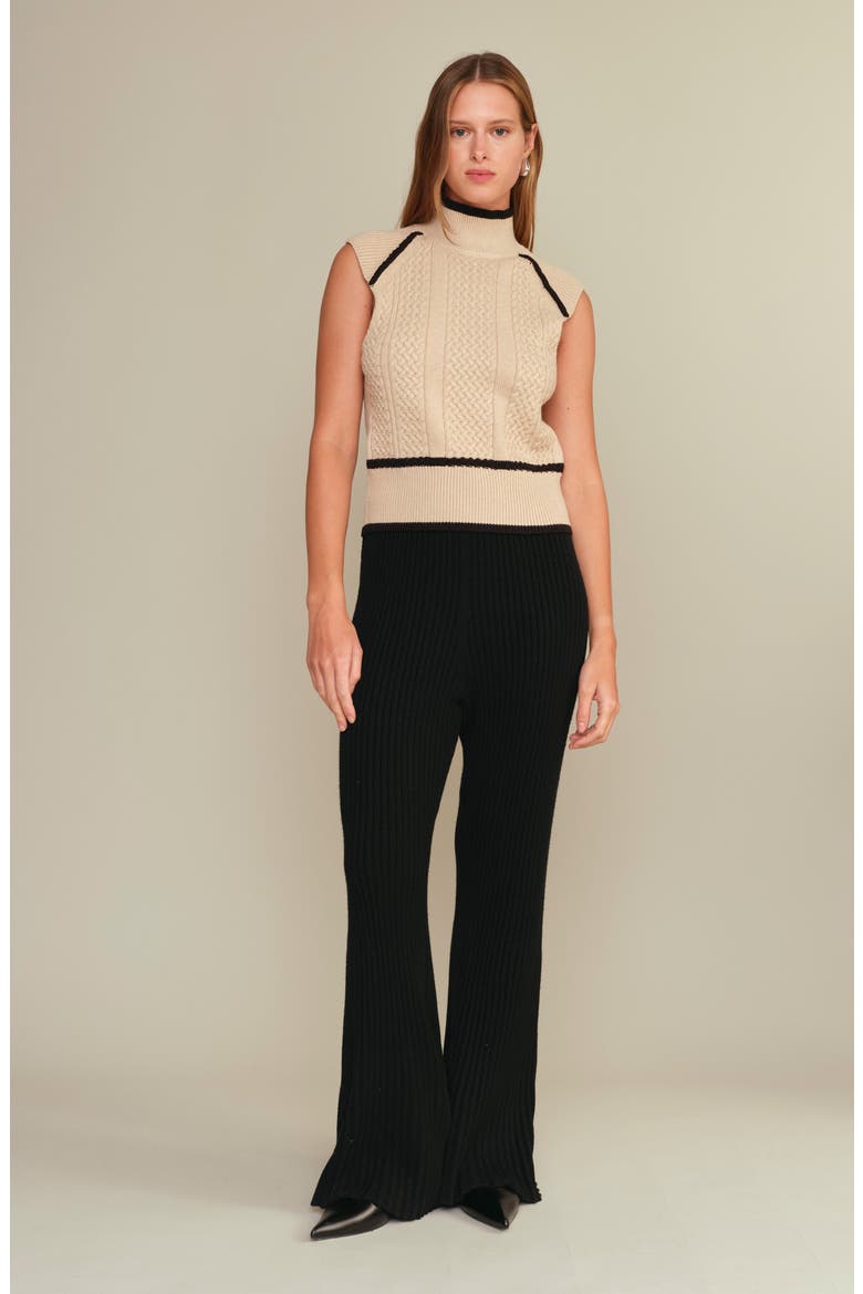 Joe Mock Neck Knit Vest, Alternate, color, ECRU MELANGE WITH BLACK