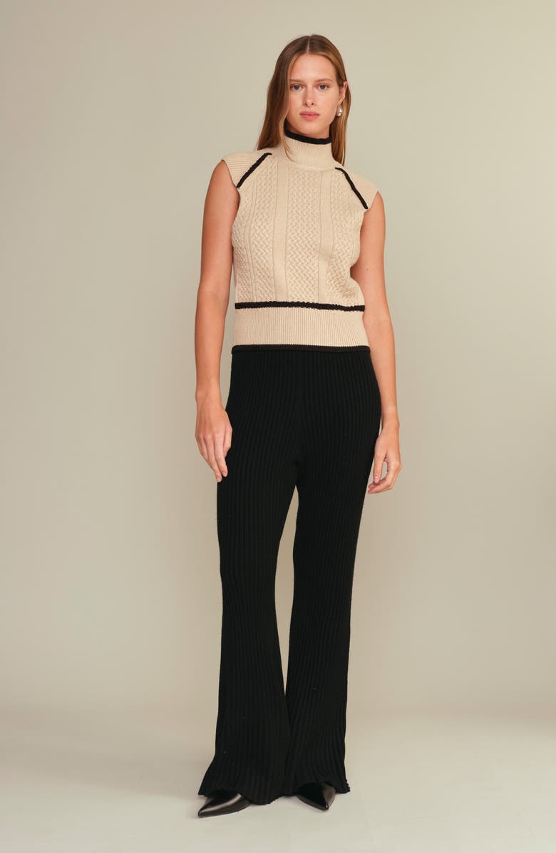 DELUC Joe Mock Neck Knit Vest, Alternate, color, Ecru Melange With Black
